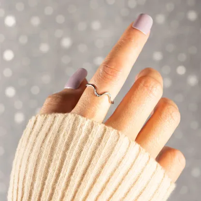 For Daughter-S925 Highs and Lows Minimalist Wave Ring-Jessemade AU