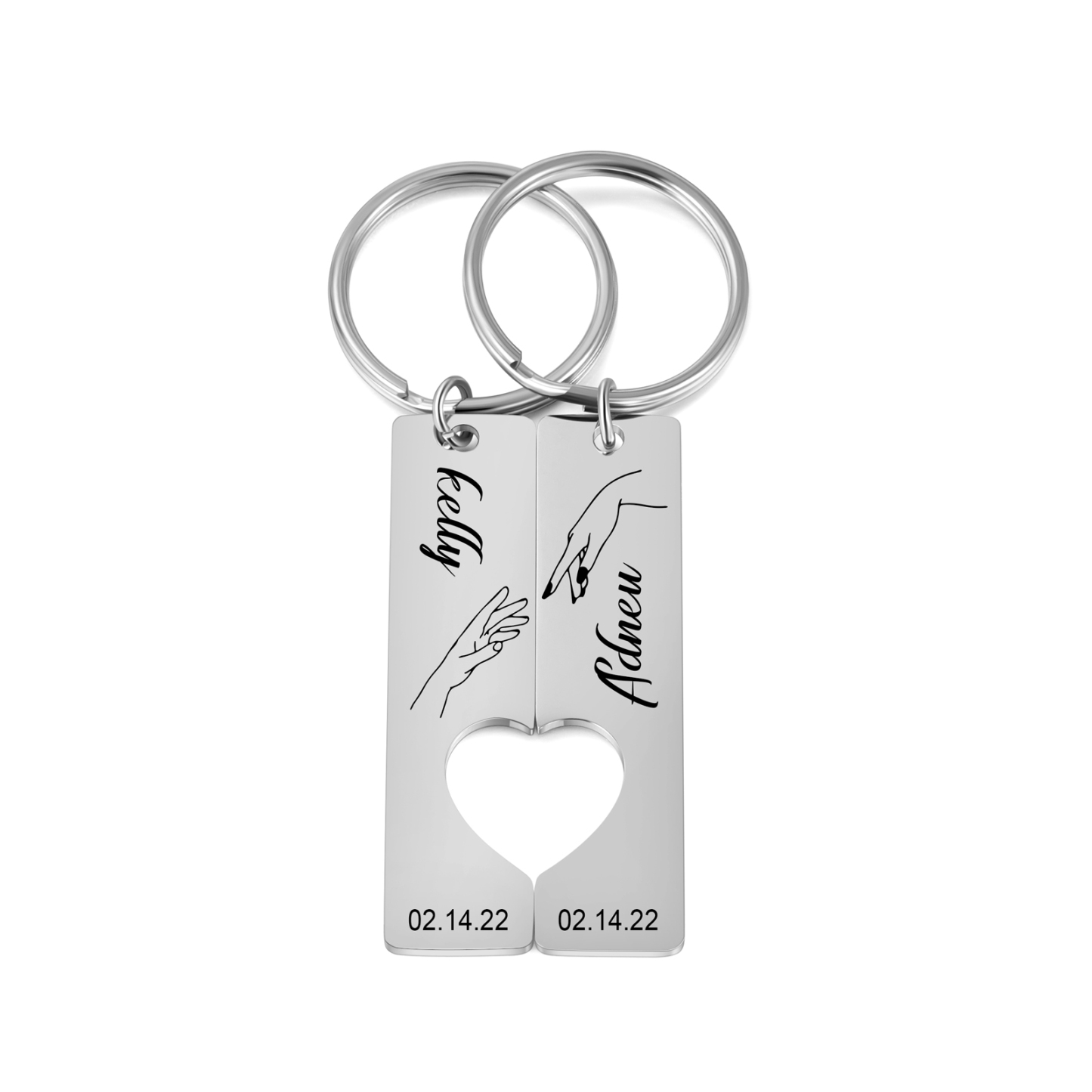 Personalised Promise Couple Keychain Set Engrave Name Heart Matching Couple Gifts-Jessemade AU