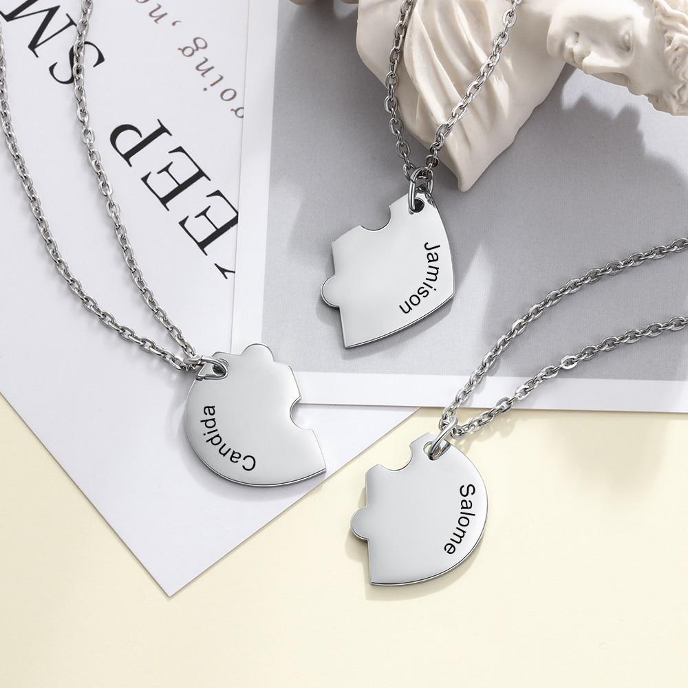 Customised Best Friends Heart Necklace With Set 3 Pieces-Jessemade AU