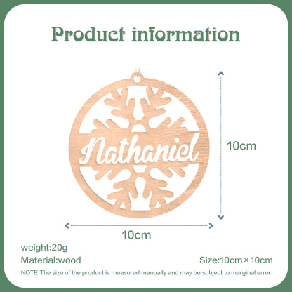 Customised Name Christmas Ornaments Snowflake Circle Ornament Personalised Gifts for Family Friends-Jessemade AU