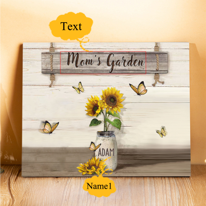 1 Name - Personalised Wooden Plaque Sunflowers Customised with Text Home Decoration Gift for Mother/Grandma-Jessemade AU