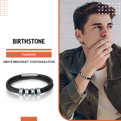 Personalised 3 Layer Leather Bracelet with 4 Beads Engraved Names Men's Bracelets for Him-Jessemade AU