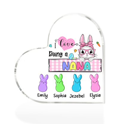 5 Names - Personalised Acrylic Heart Keepsake Custom Names Bunny Ornaments Gifts for Grandma/Mother-Jessemade AU