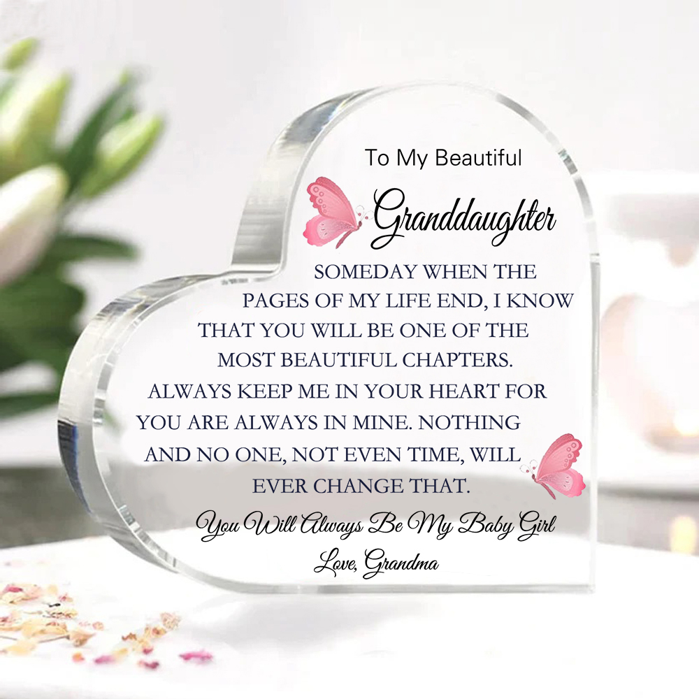 To My Granddaughter Acrylic Heart Keepsake To My Grandson Heart Ornament - You Will Always Be My Baby Girl/Boy-Jessemade AU