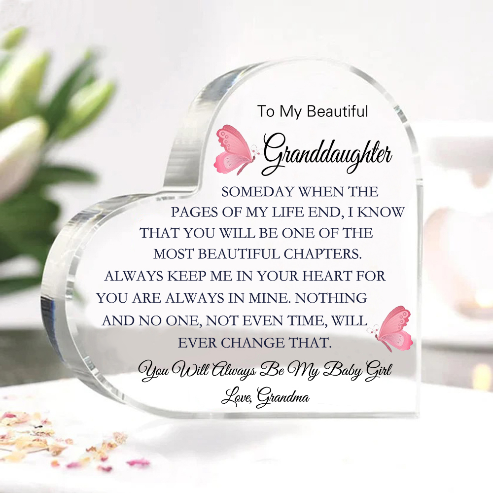 To My Granddaughter Acrylic Heart Keepsake To My Grandson Heart Ornament - You Will Always Be My Baby Girl/Boy-Jessemade AU