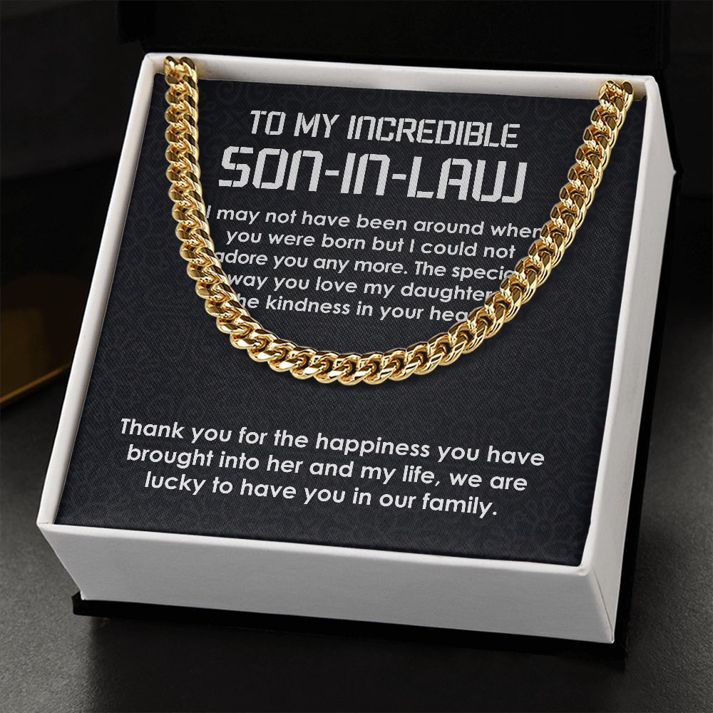 To My Incredible Son-In-Law Necklace Cuban Link Chain Necklace Gift Set - We Are Lucky To Have You In Our Family-Jessemade AU
