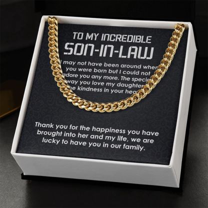 To My Incredible Son-In-Law Necklace Cuban Link Chain Necklace Gift Set - We Are Lucky To Have You In Our Family-Jessemade AU