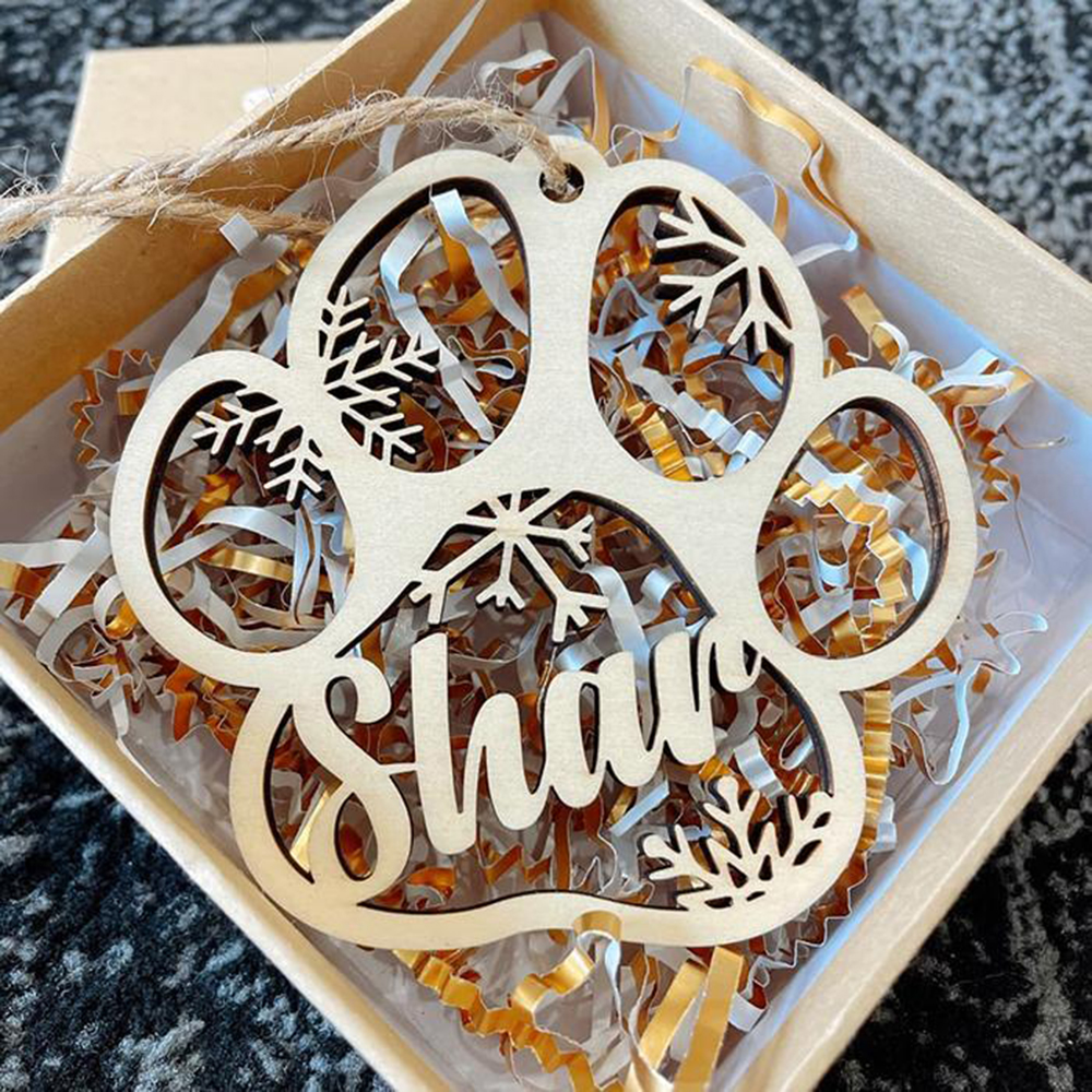Personalised Wooden Paw Ornament Custom Name Christmas Pet Gifts-Jessemade AU