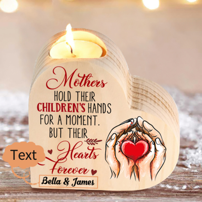 Mother Hold Children Personalised Heart Candle Holder Wooden Candlestick Mothers Gifts-Jessemade AU