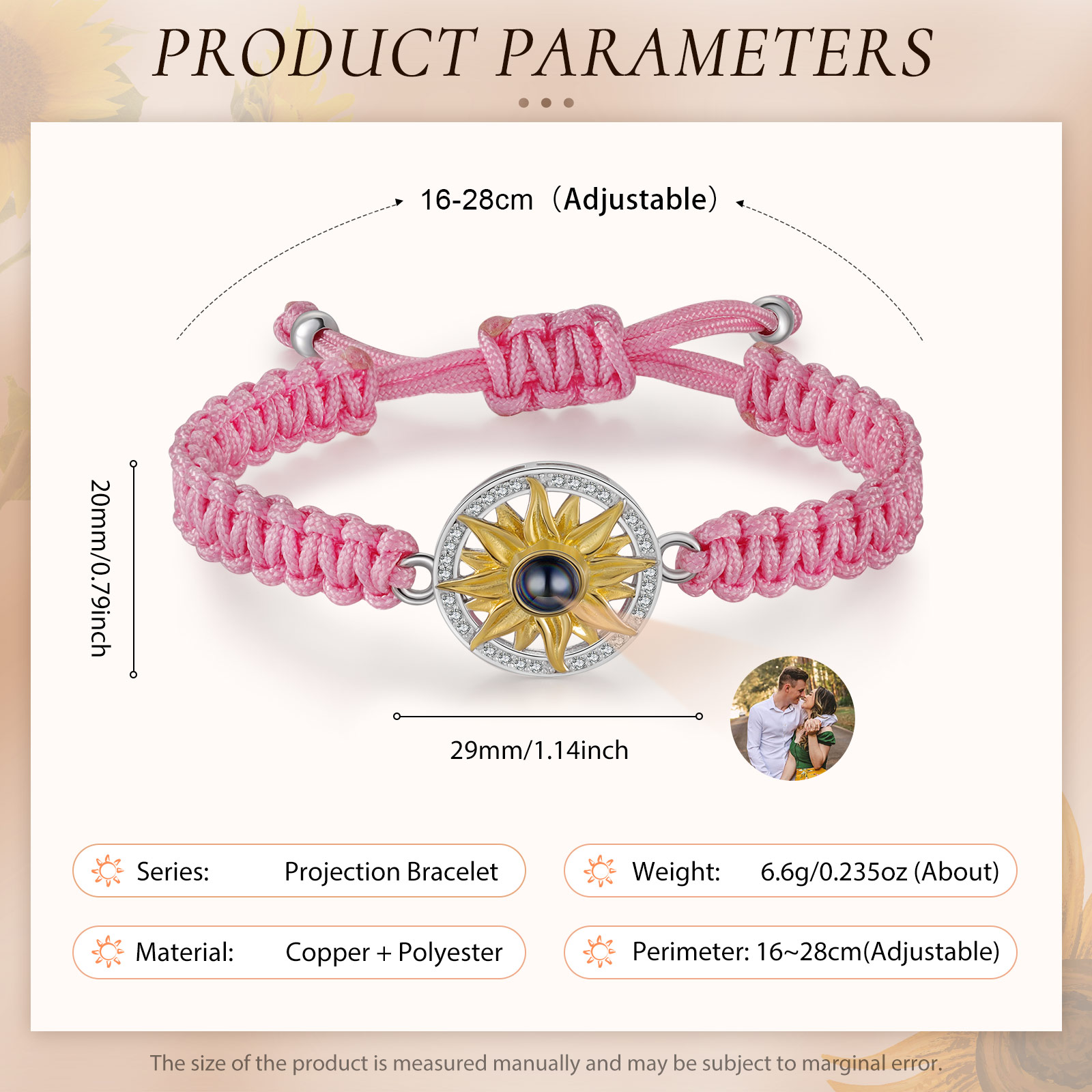 Personalised Projection Weave Bracelet Customised Colourful Photo Bracelet Adjustable Bracelet Personalised Gift for Couples-Jessemade AU