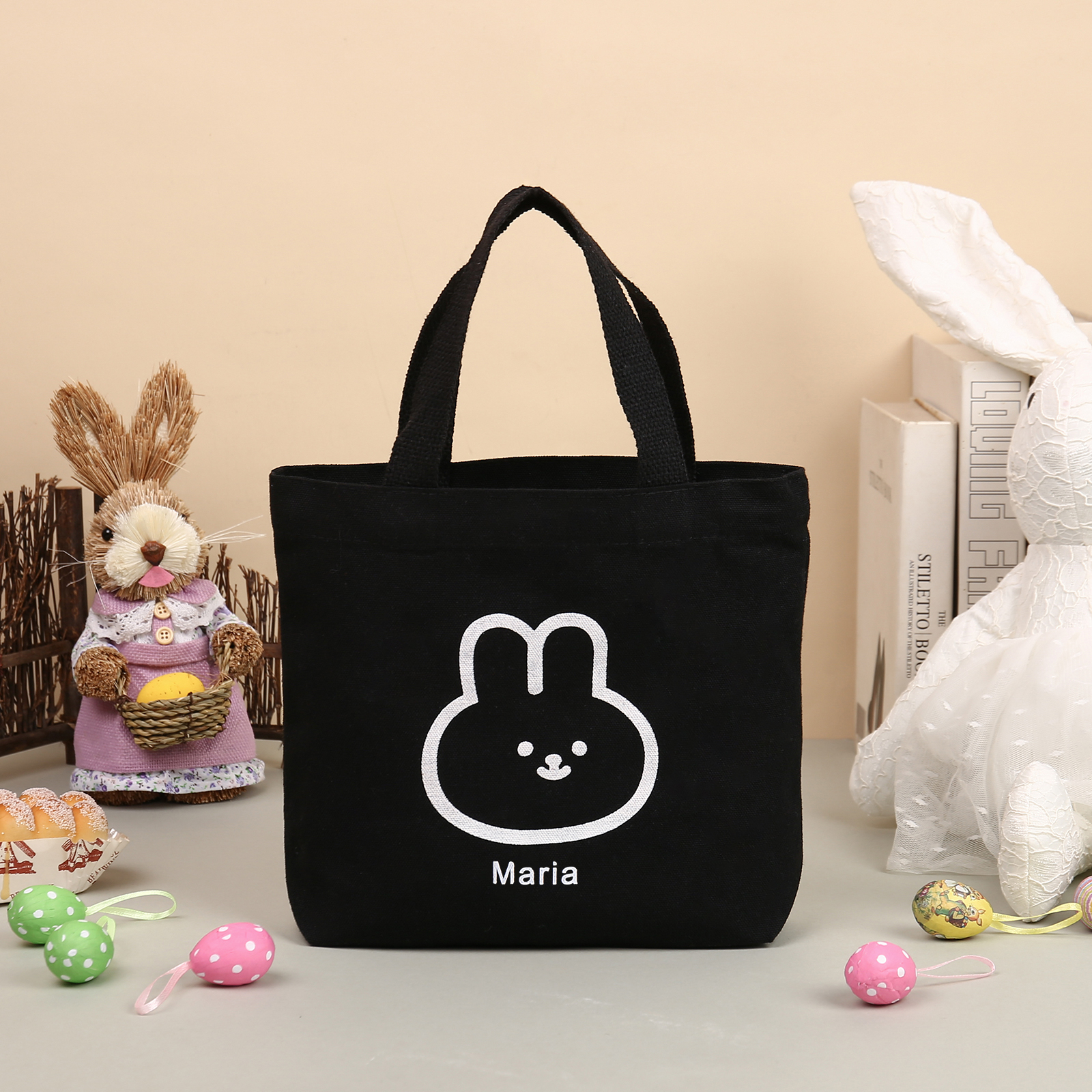 Personalised Bunny Tote Bag Customised with Name Bunny Handbag Easter Gifts-Jessemade AU