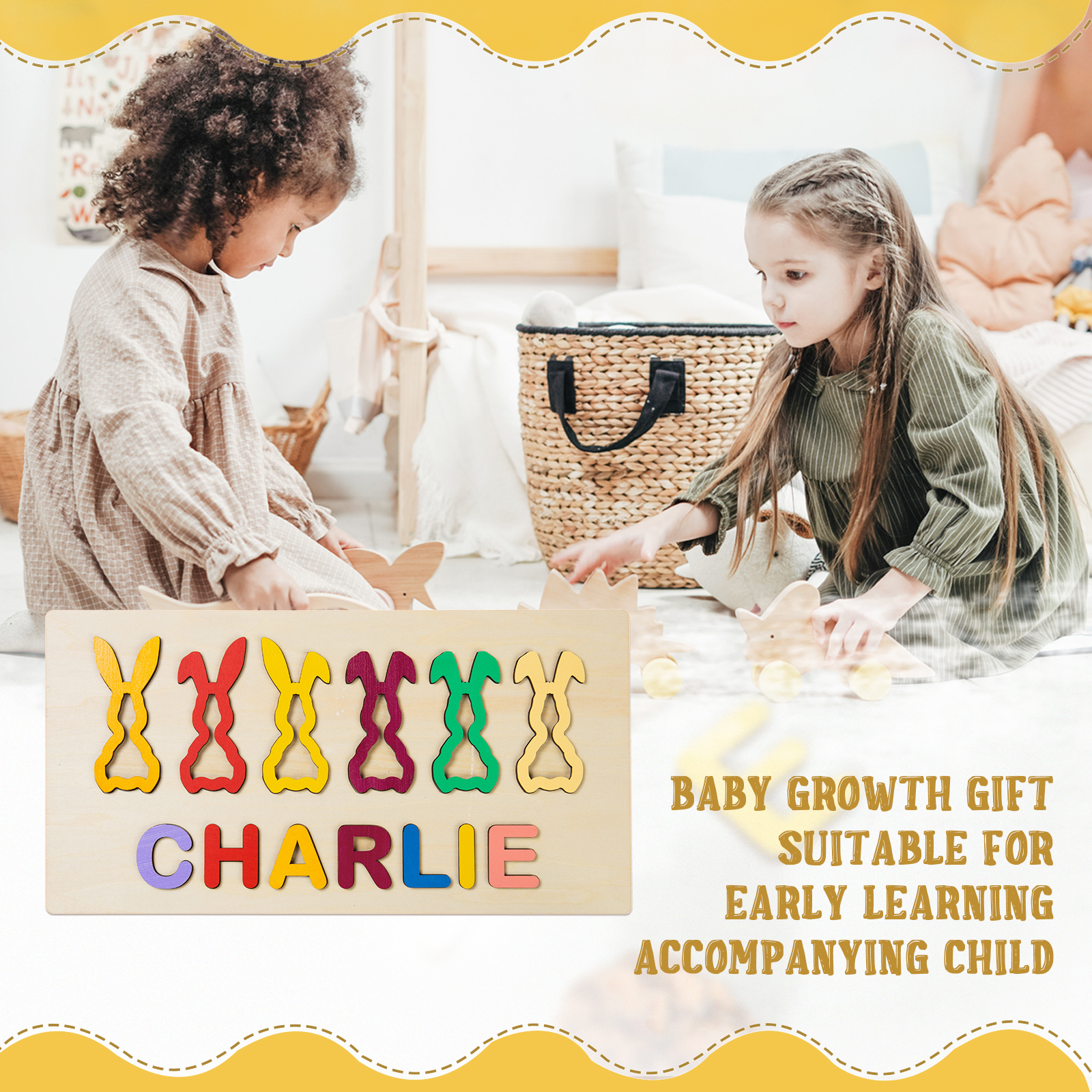 Jessemade Easter Bunny Name Puzzles Personalised Educational Toys for Toddlers Children Gifts-Jessemade AU