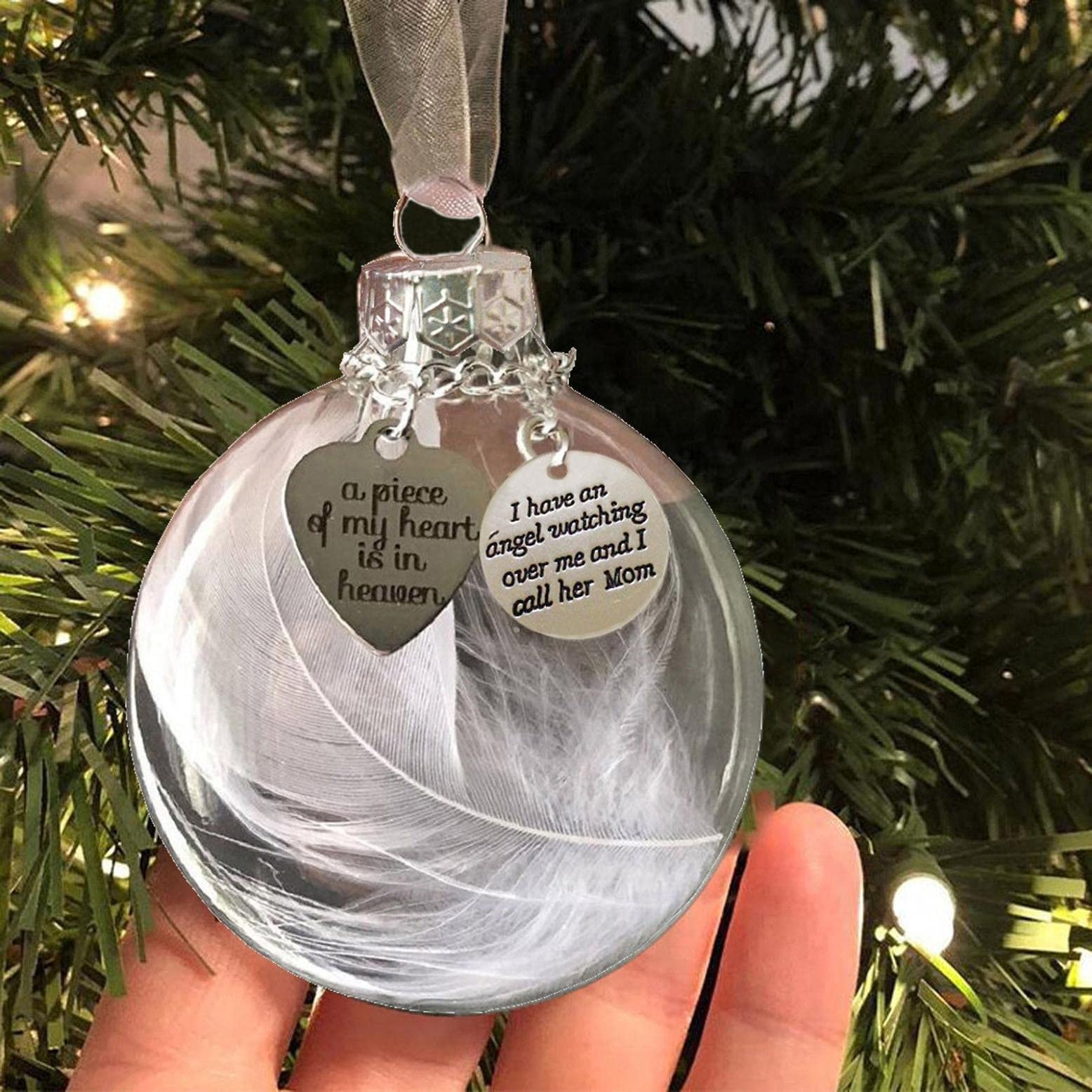 Feather Ball Memorial Ornament "A Piece of My Heart Is In Heaven"-Jessemade AU