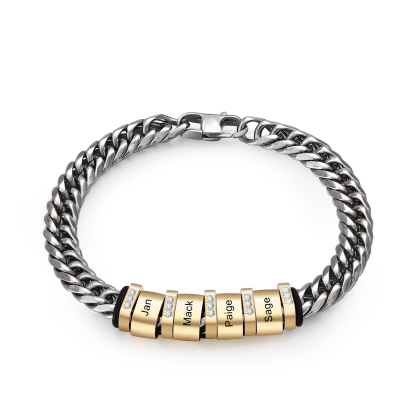 Personalised Cuban Chain Bracelet Customised Name Bracelet with 4 Beads-Jessemade AU