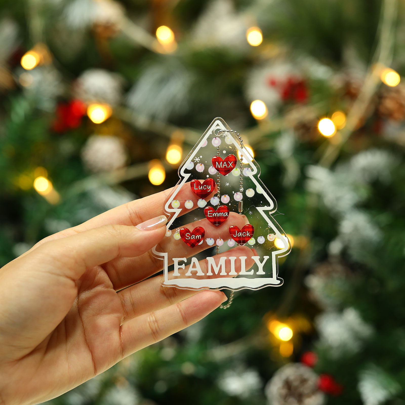 5 Names - Personalised Acrylic Christmas Ornaments Customised Text & Name Xmas Pendant Gifts for Family Friends-Jessemade AU