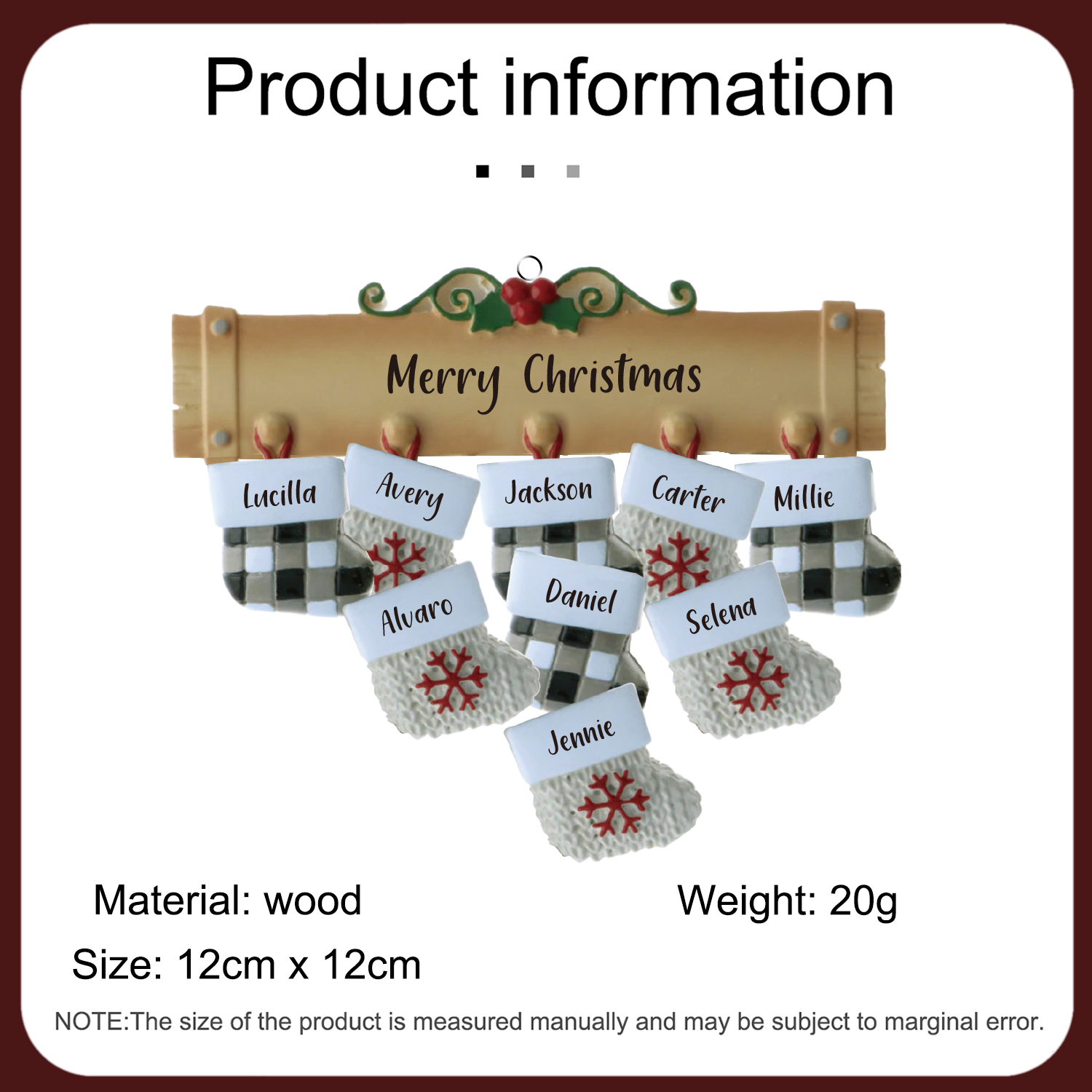 9 Names - Personalised Christmas Stockings Ornaments Customised Name & Text Christmas Decor Wooden Gifts for Family Friends-Jessemade AU