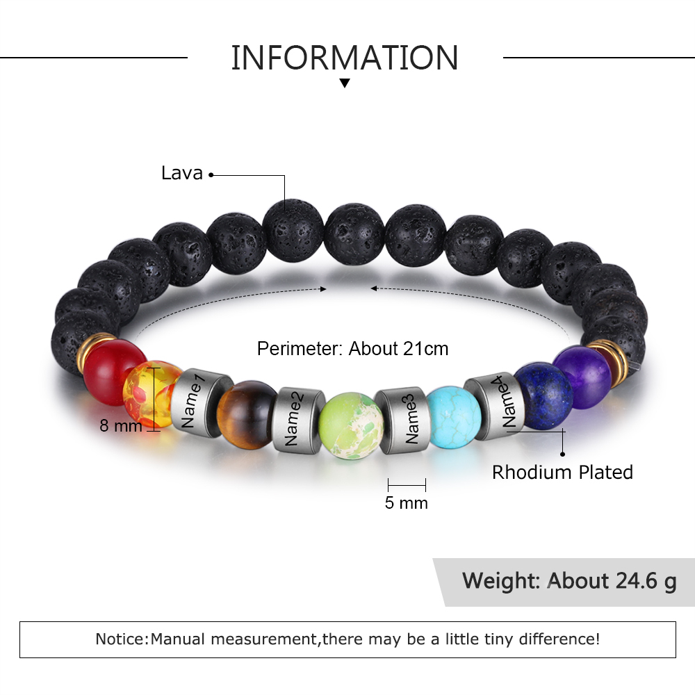 Personalised Round Beads Bracelet Custom Names Men's Bracelet Gifts For Him-Jessemade AU