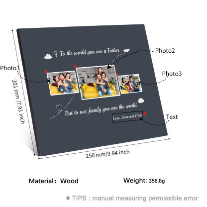 Father's Day Gifts Personalised Photo Frame Wood Signs Keepsake Custom 3 Photos-Jessemade AU