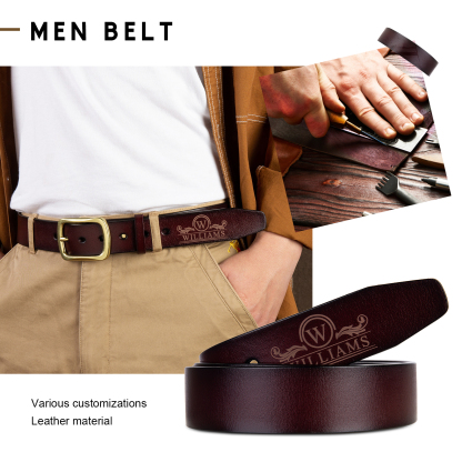 Customised Genuine Leather Belt Engraved Names Men's Belt for Him-Jessemade AU