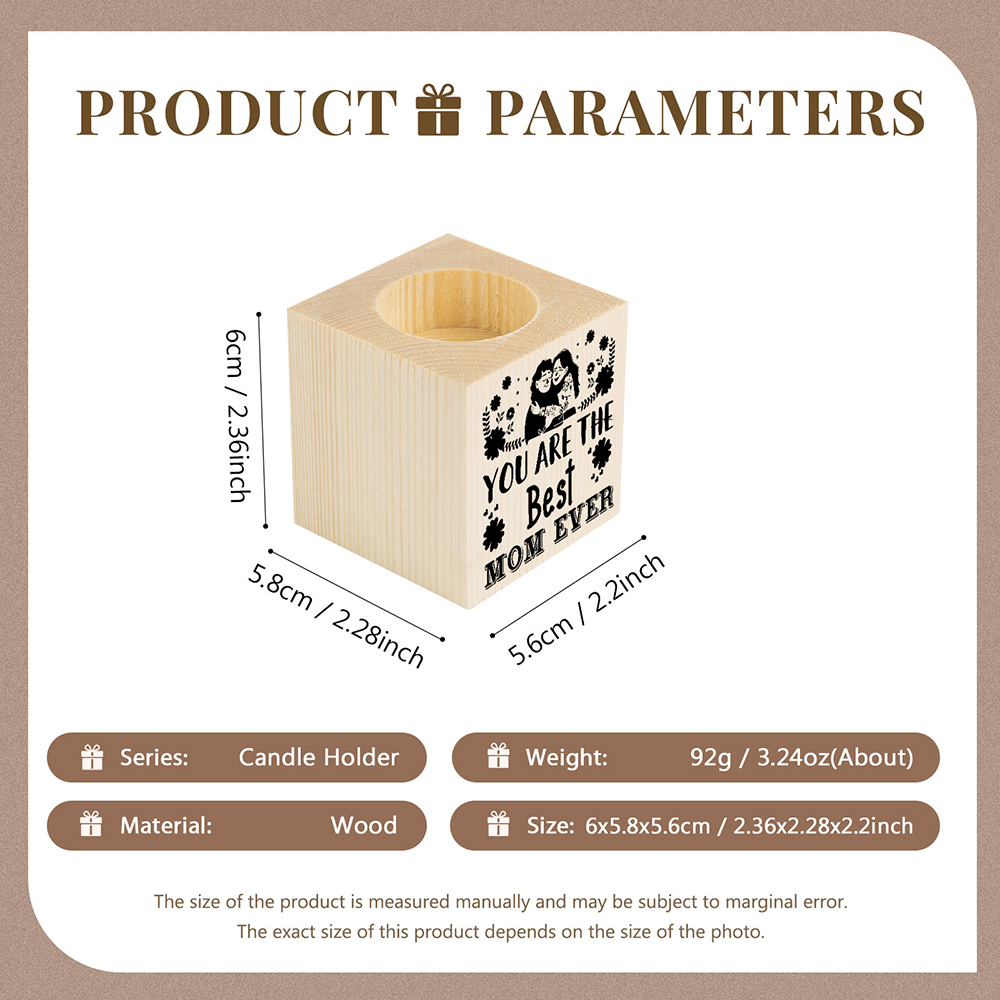 Block Candle Holder You Are The Best Mom Ever Wooden Candlesticks for Mother-Jessemade AU