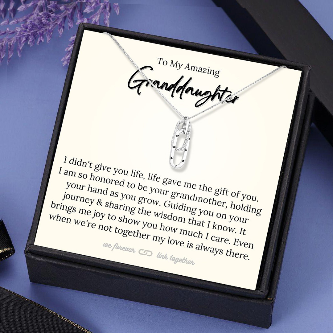 To My Granddaughter Forever Linked Together Necklace in Silver Gift Set-Jessemade AU