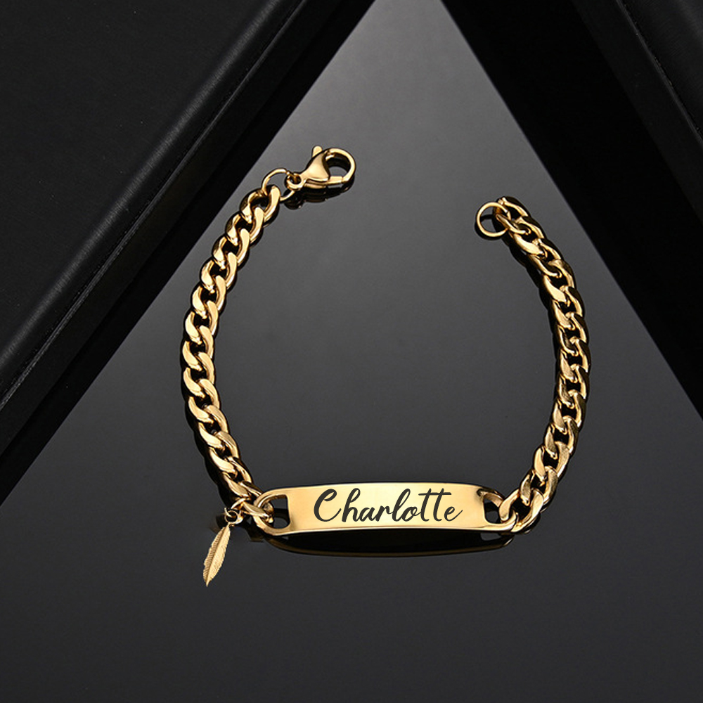 Personalised 1 Name Bracelet Leaf Bracelet Customised Child Bracelet Baby Gift-Jessemade AU