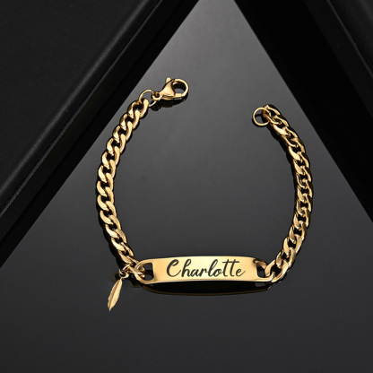 Personalised 1 Name Bracelet Leaf Bracelet Customised Child Bracelet Baby Gift-Jessemade AU