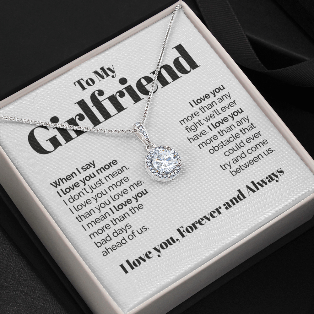 To My Girlfriend Necklace Round Pendant Necklace Valentine's Day Gift for Her - I Love You Forever and Always-Jessemade AU