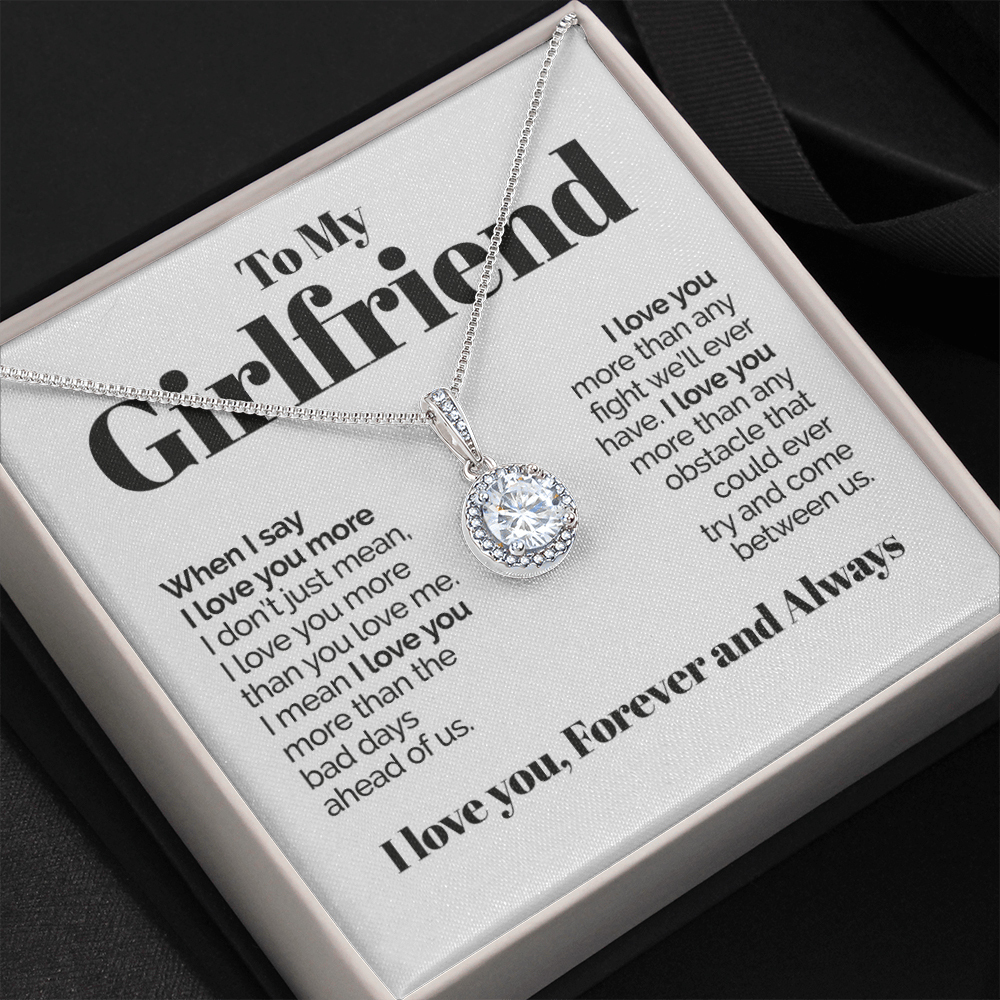 To My Girlfriend Necklace Round Pendant Necklace Valentine's Day Gift for Her - I Love You Forever and Always-Jessemade AU