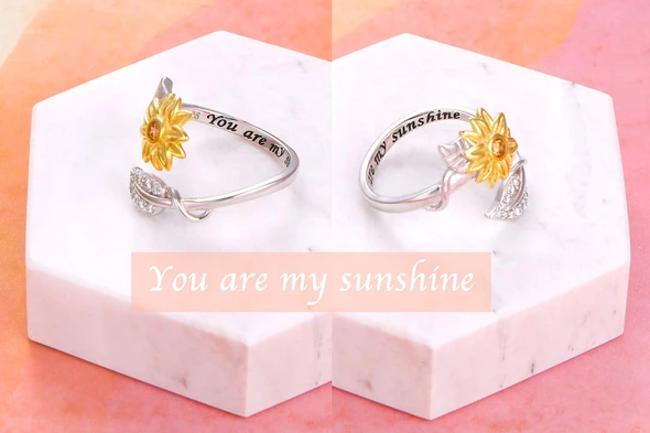 You are My Sunshine Sunflower Heart Ring-Jessemade AU