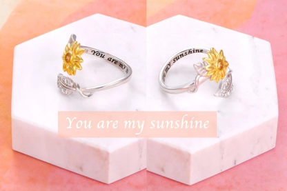 You are My Sunshine Sunflower Heart Ring-Jessemade AU