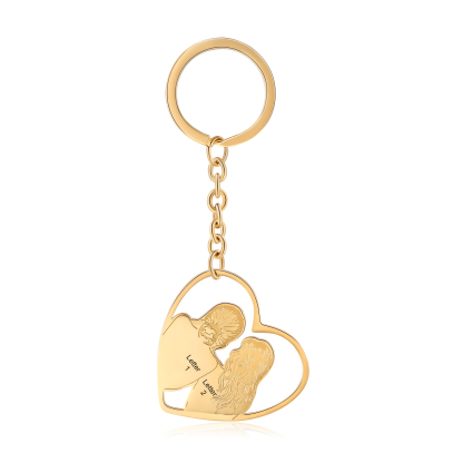 Personalised Heart Keychain Custom 2 Letters Keychain Gold Gift for Sisters-Jessemade AU