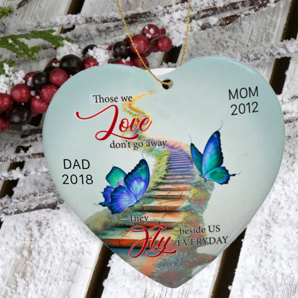 Personalised Heart Butterfly Ornament Custom Names Don't Go Away Memorial Ornament-Jessemade AU
