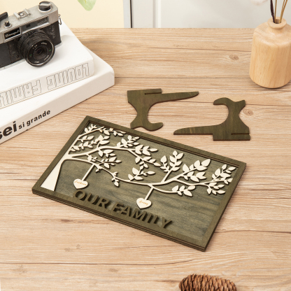 Family Tree Wood Frame Personalised Family Tree Sign Engrave 2 Names Keepsake Gifts-Jessemade AU