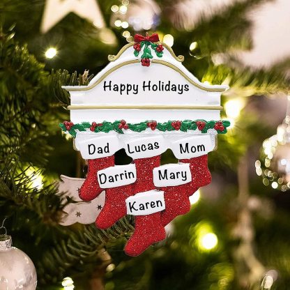 Personalised Red Stockings Ornament Custom 6 Names Gifts for Family-Jessemade AU