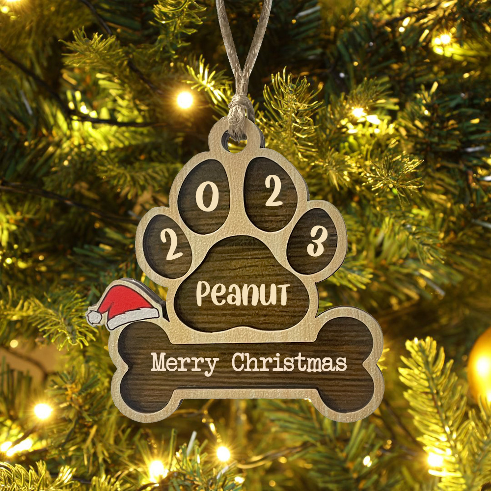 Personalised Christmas Dog Paw Ornament Custom Name & Text & Year Hanging Ornament Christmas Gifts-Jessemade AU