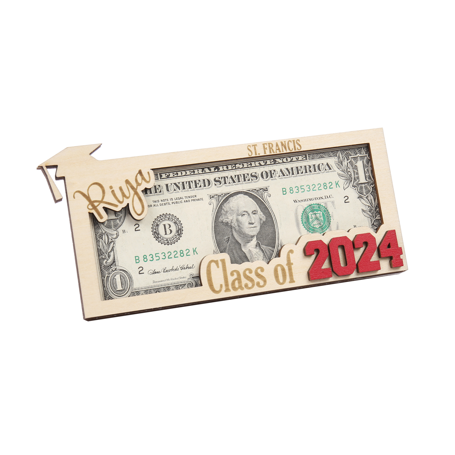 Class of 2024 Personalised Graduation Cash Clip Custom 1 Name & 2 Texts Cash Box Creative Gifts-Jessemade AU