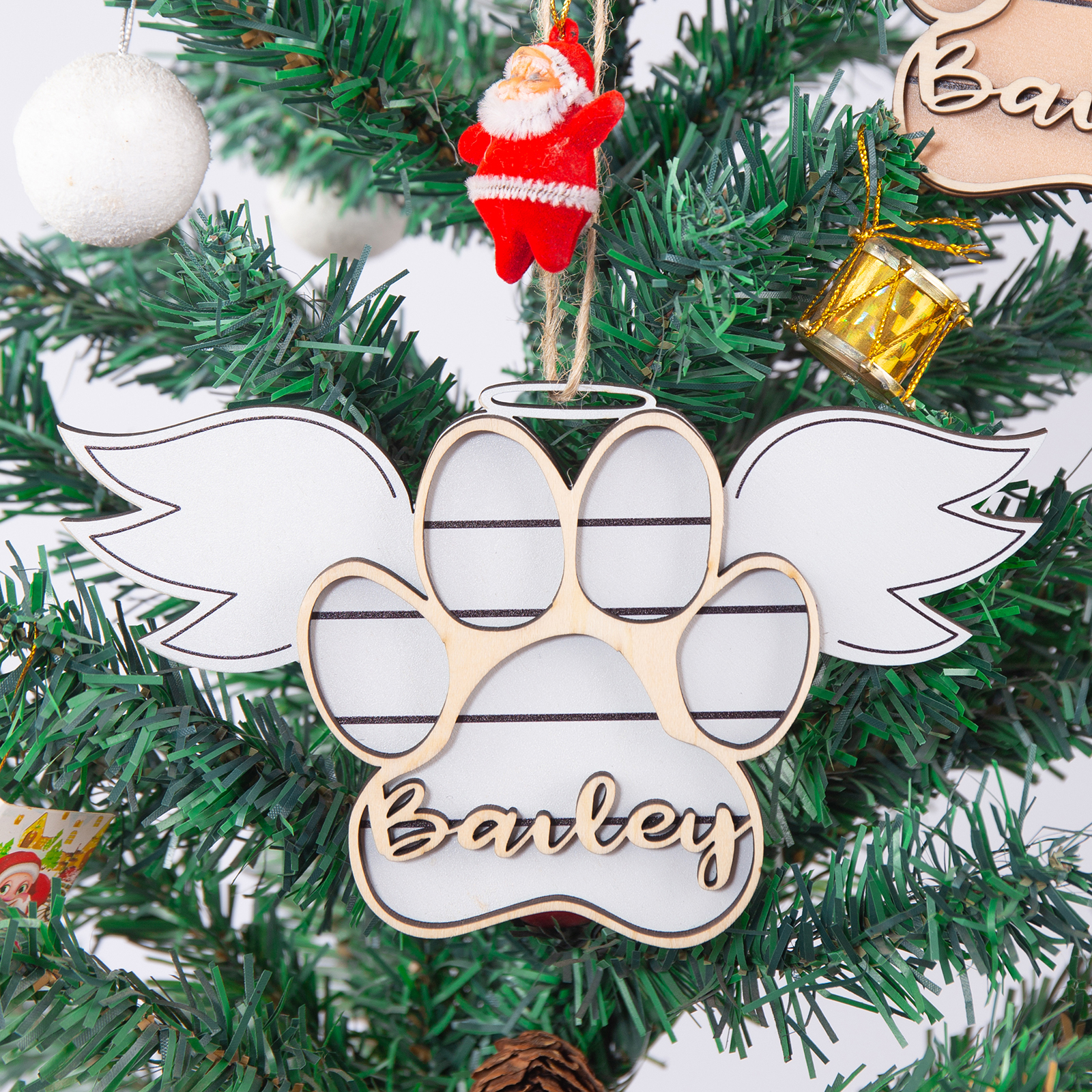 Personalised Dog Paw Christmas Ornament Angel Wings Hanging Ornament-Jessemade AU