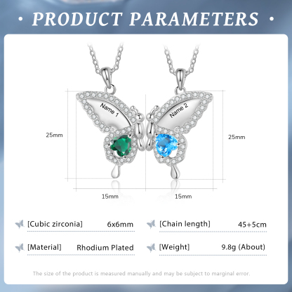 Butterfly Necklace Set Customised Birthstones & Names Necklace Mother and Daughter Necklaces Birthday Gift for Friends-Jessemade AU