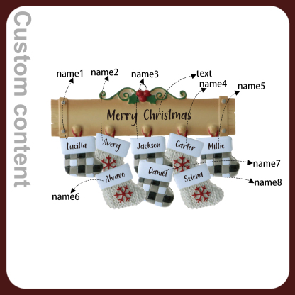 8 Names - Personalised Christmas Stockings Ornaments Customised Name & Text Christmas Decor Wooden Gifts for Family Friends-Jessemade AU