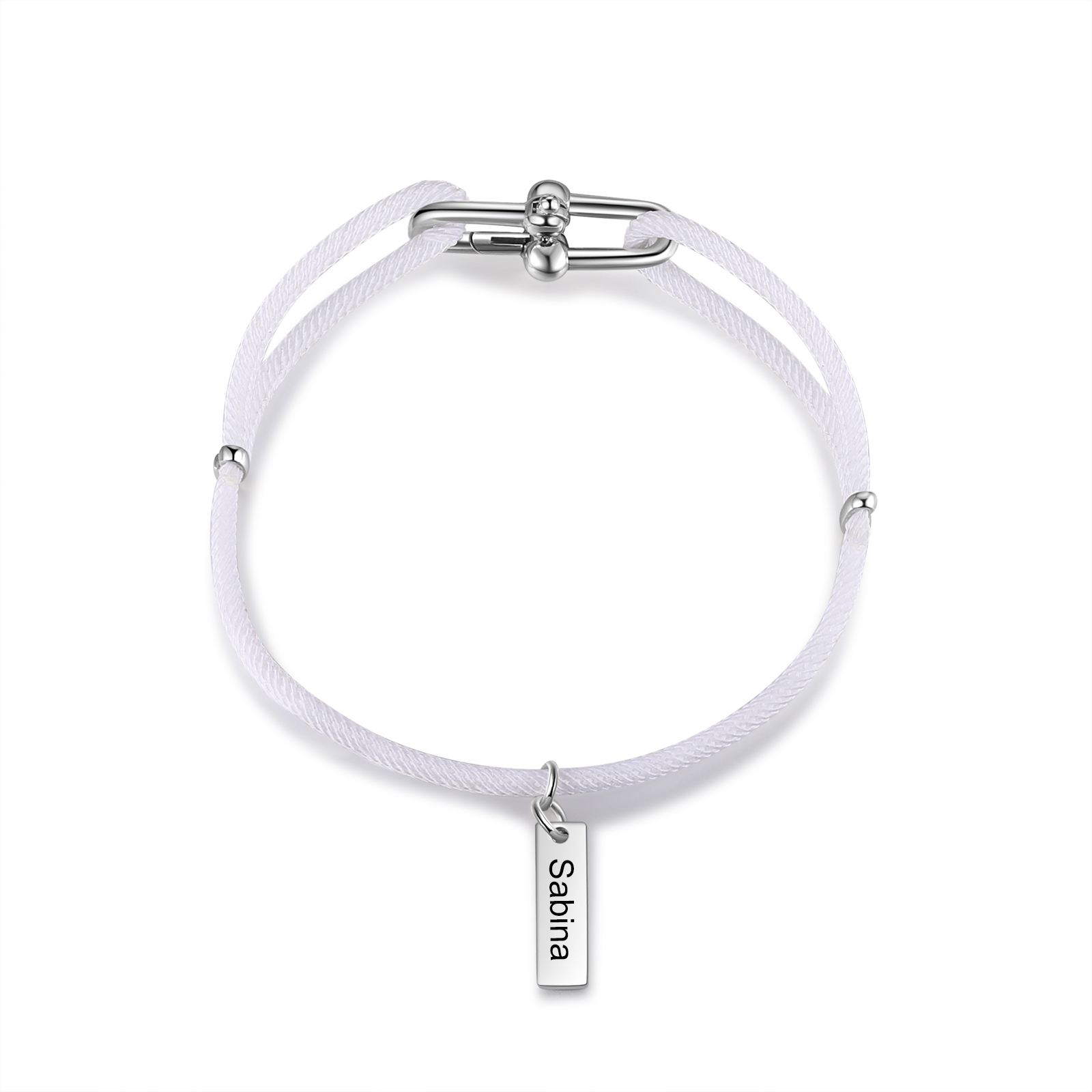 Custom 1 Name Bracelet Adjustable Bracelet Black/White Bracelet Personalised Gift for Him/Her-Jessemade AU