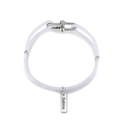 Custom 1 Name Bracelet Adjustable Bracelet Black/White Bracelet Personalised Gift for Him/Her-Jessemade AU