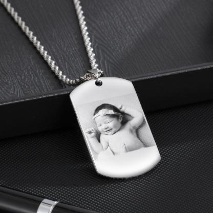 Personalised Tag Necklace Custom Black-White Photo Necklace Gifts for Him-Jessemade AU