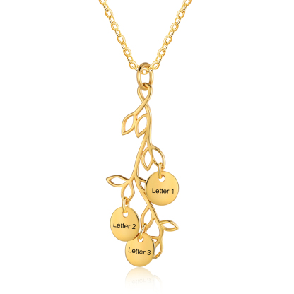Personalised Branches Pendant Necklace Custom 3 Letters Circle Charm Necklace Gold Birthday Gift for Her-Jessemade AU