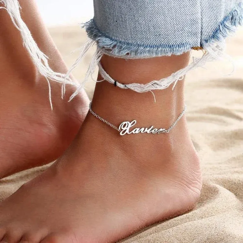 Adjustable Personalised Name Ankle Bracelet Custom 1 Name Anklet Gifts for Her-Jessemade AU