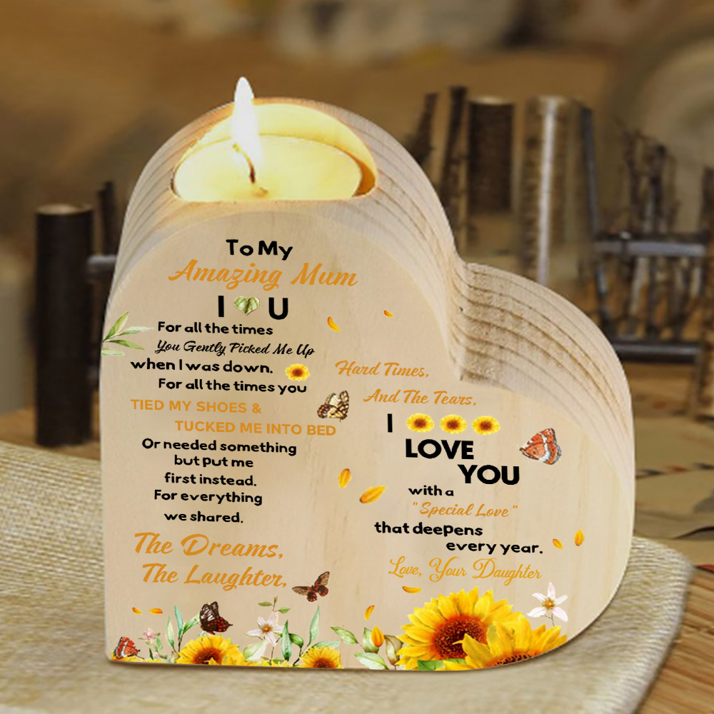 To My Mum - Wooden Heart Candle Holder Flower Candlesticks "picked me up" Gifts For Mother-Jessemade AU