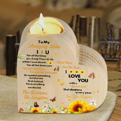 To My Mum - Wooden Heart Candle Holder Flower Candlesticks "picked me up" Gifts For Mother-Jessemade AU