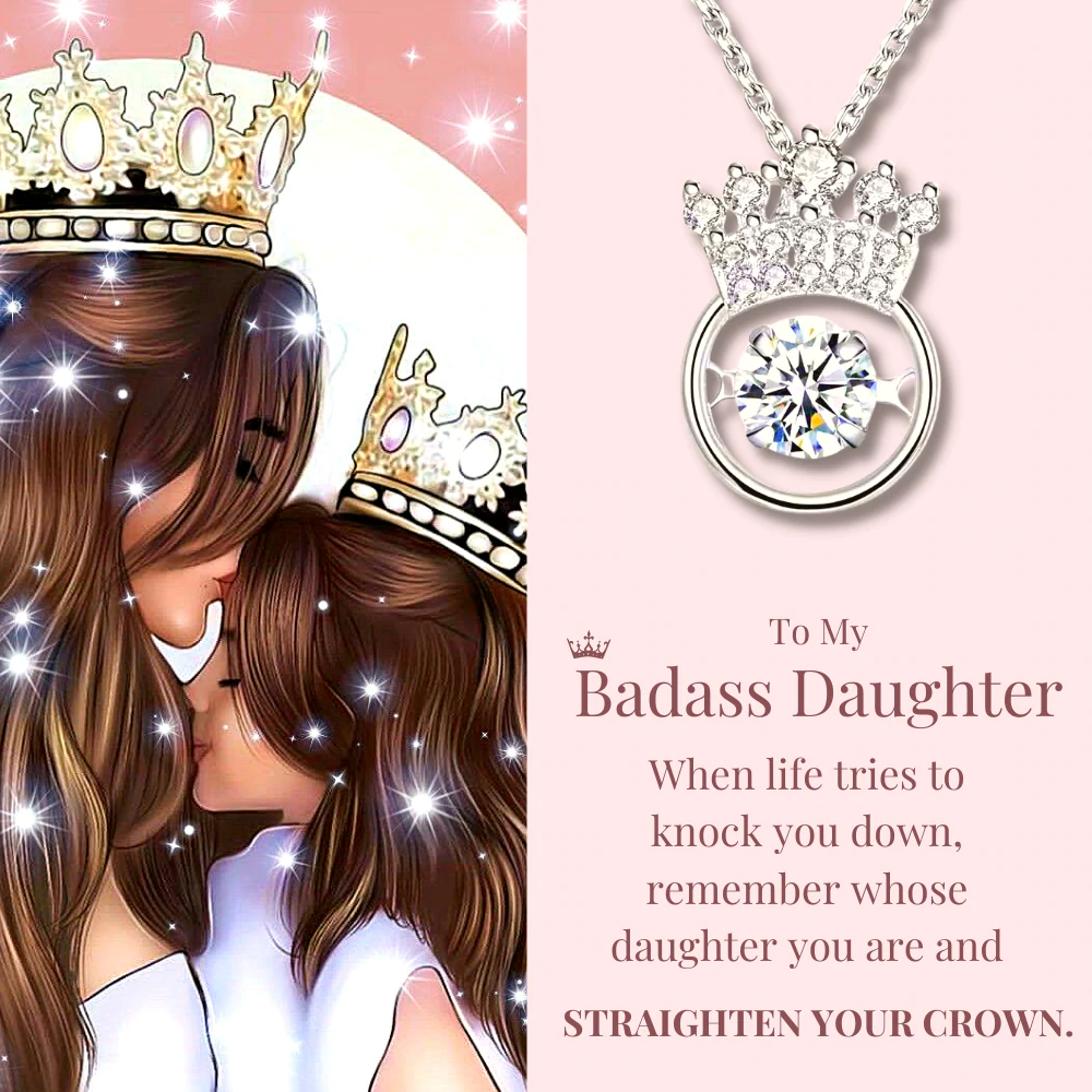 To My Badass Daughter Crown Necklace "I Will Always Be There for You"-Jessemade AU