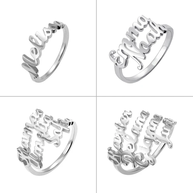 Personalised Name Ring Custom 4 Names Ring Gifts for Women-Jessemade AU