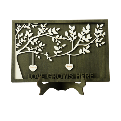 Family Tree Wood Frame Personalised Family Tree Sign Engrave 2 Names Keepsake Gifts-Jessemade AU
